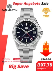 San Martin 39mm esfera de piedras preciosas de Aventurina reloj de lujo para hombre NH34 GMT zafiro mecánico automático impermeable luminoso SN0129