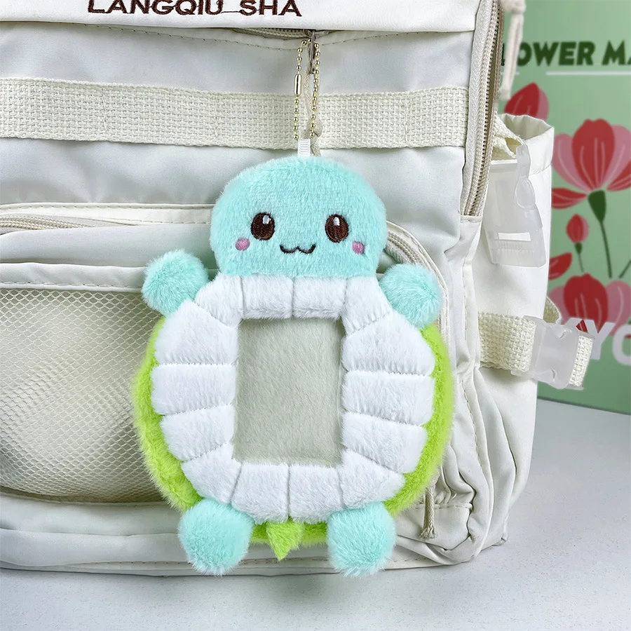 Cute cartoon little turtle photo card holder Korea idol turtle doll girl cute key chain ID credit protection stationery ornament