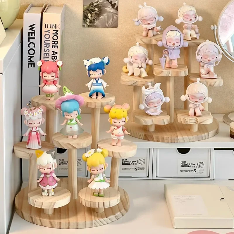 Wooden Storage Rack Mini Action Figure Display Stand Perfume Organizer Cabinet Blind Box Ornament Storage Holders Shelf