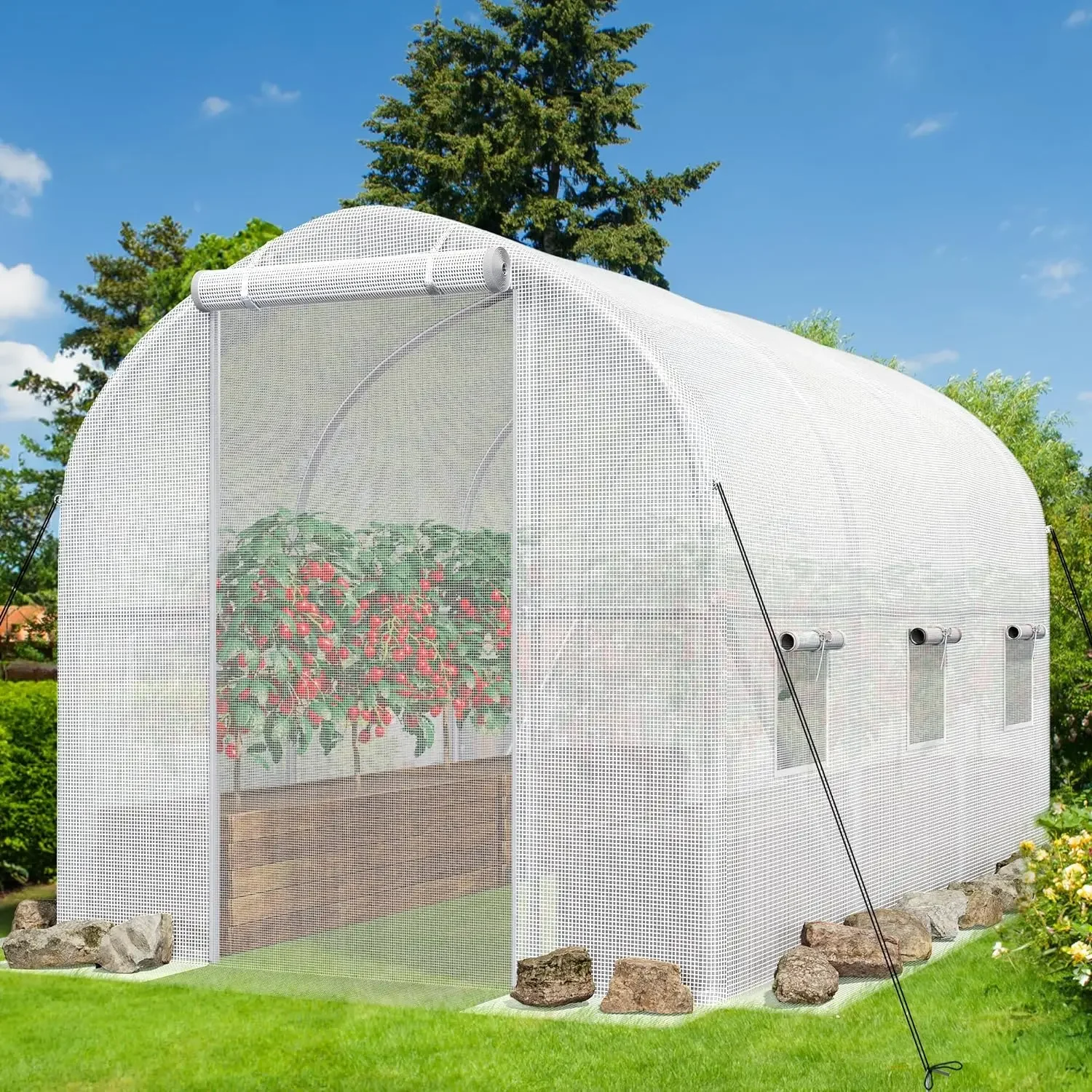 

6.5 FT Greenhouses Large Walk-in Green House Heavy Duty Tunnel Green Houses Outdoor Portable Plant Gardening Upgraded Galvanized