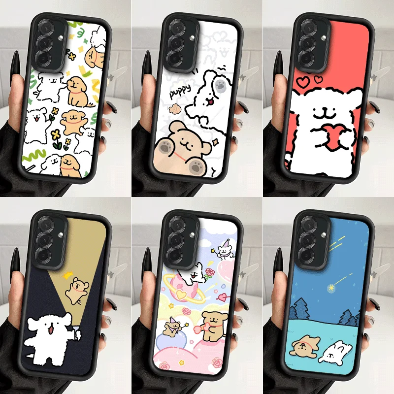 Kawaii Line Puppy Cute Shockproof Phone Case For Samsung A13 A14 A15 A16 A17 A33 A34 A35 A36 A37 A53 A54 A55 A56 A57 A23 A24 A25