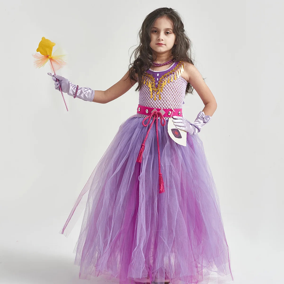 Halloween Purple Tulle Princess Gown New Mesh Fluffy Dress Banquet Gathering Stage Daily Holiday Ruffled Hem A-line Long Dress