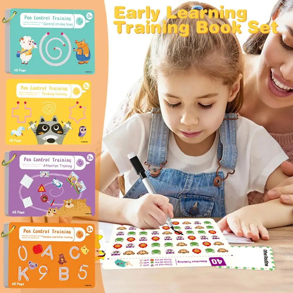 

Pen Control Training Book Kindergarten Paper Fun Children's Baby Education Basic Card Entry-level Calligraphy Practice Earl G9G1