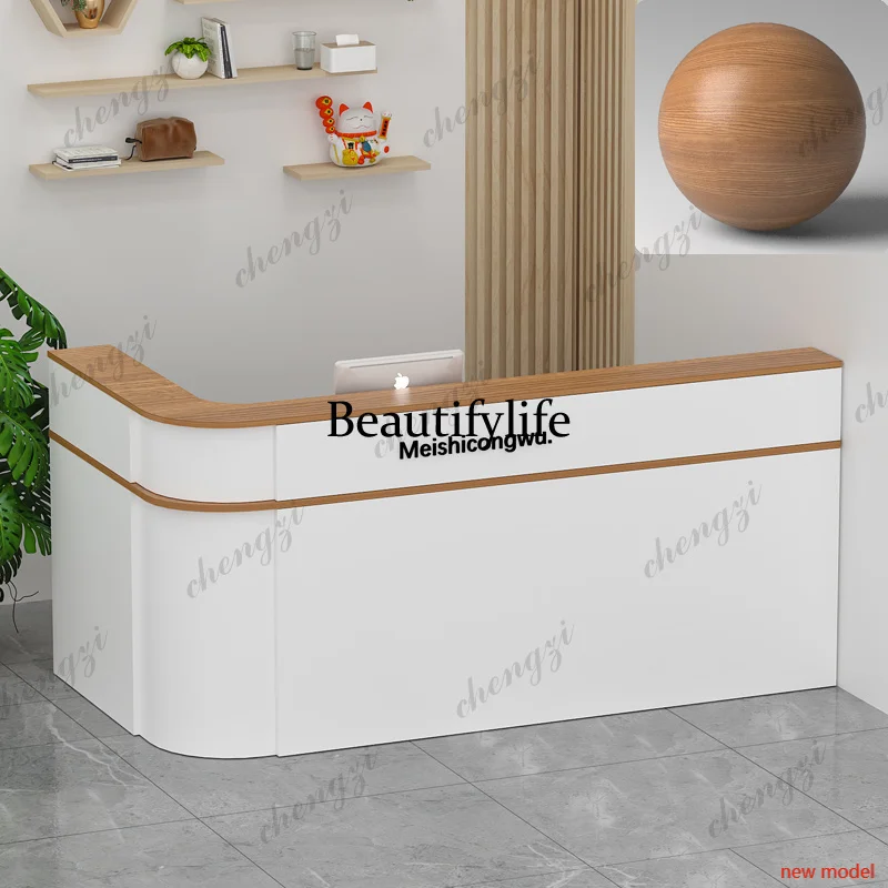 A68Blue Orange Reception Desks Storage Checkout Corner Solid Wood Reception Desks White Luxury Mostrador Recepcion Office Furnit