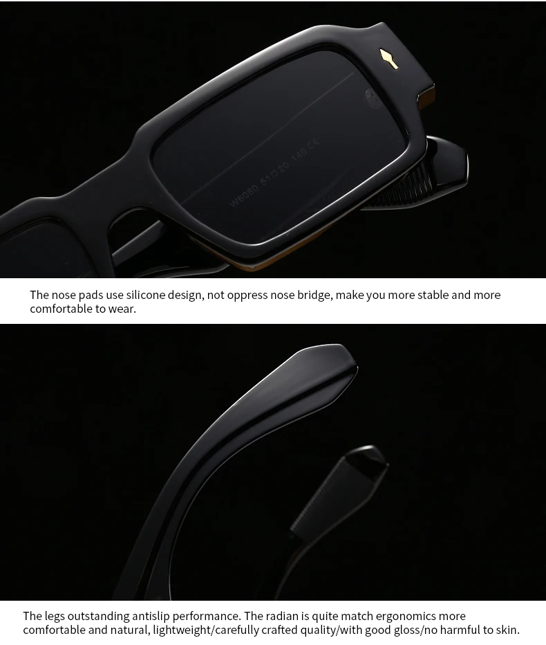 Foreign Trade Cross-Border Popular Sunglasses with Rice Nail Design, European and American Street Photography Ins Popular Square Model