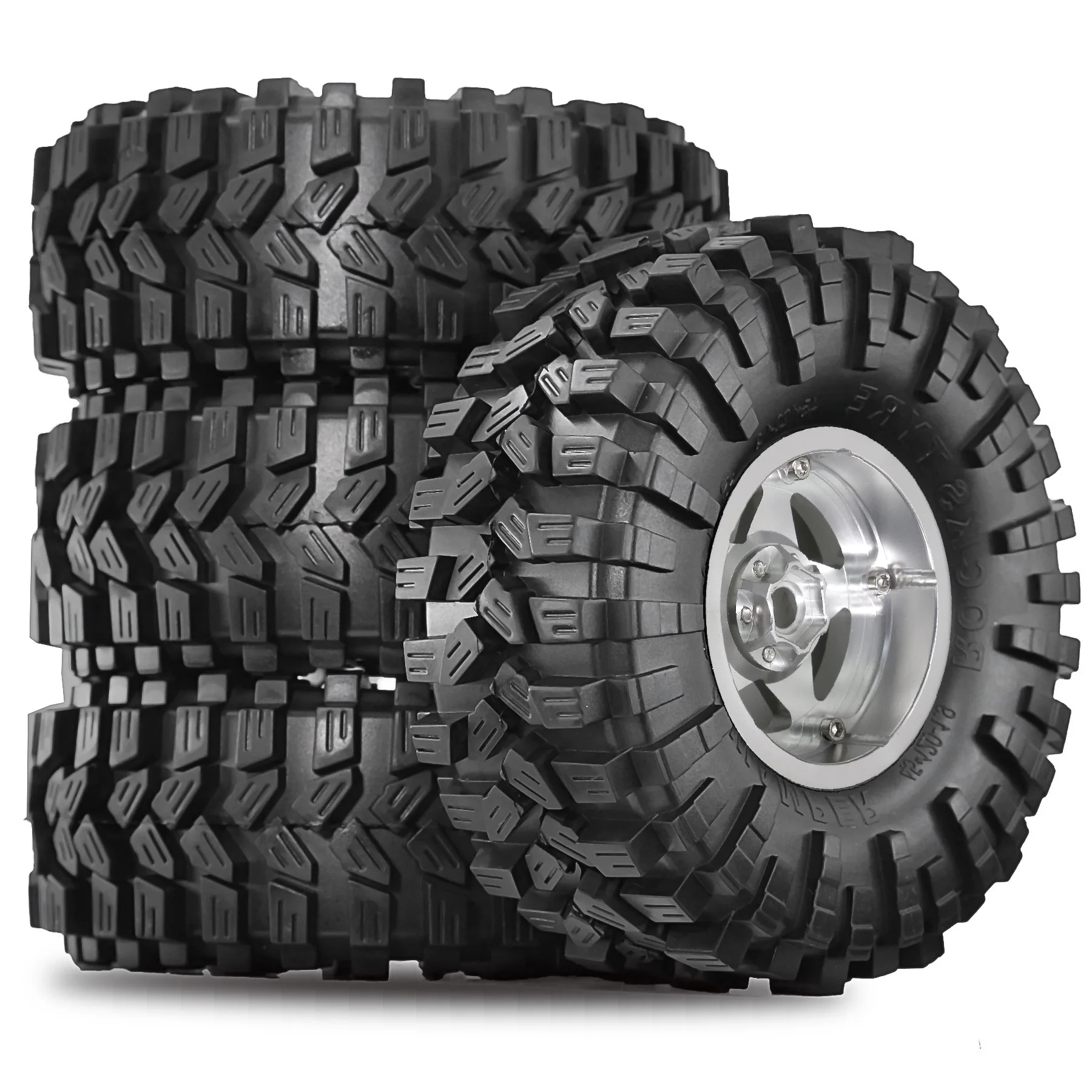 RED SPIDER 4Pcs 1.9" RC Rock Terrain Tires Assembled With Aluminum Wheels for 1/10 Crawler Axial SCX10 Traxxas TRX4 D110 Upgrade