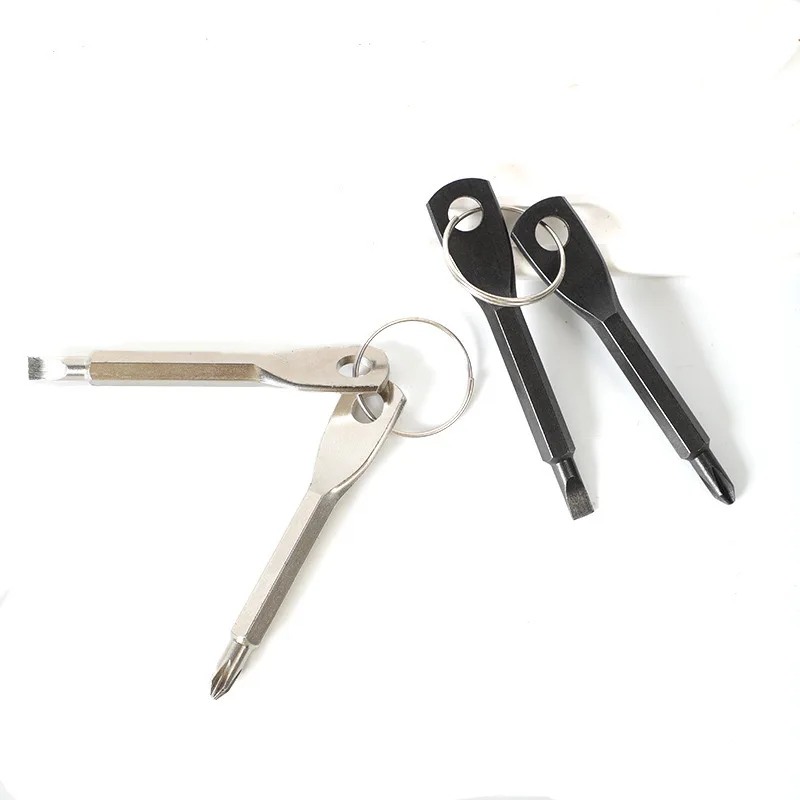 Portable Phillips Slotted Screwdriver Key Ring Multi Mini Pocket Repair Tool Gadget