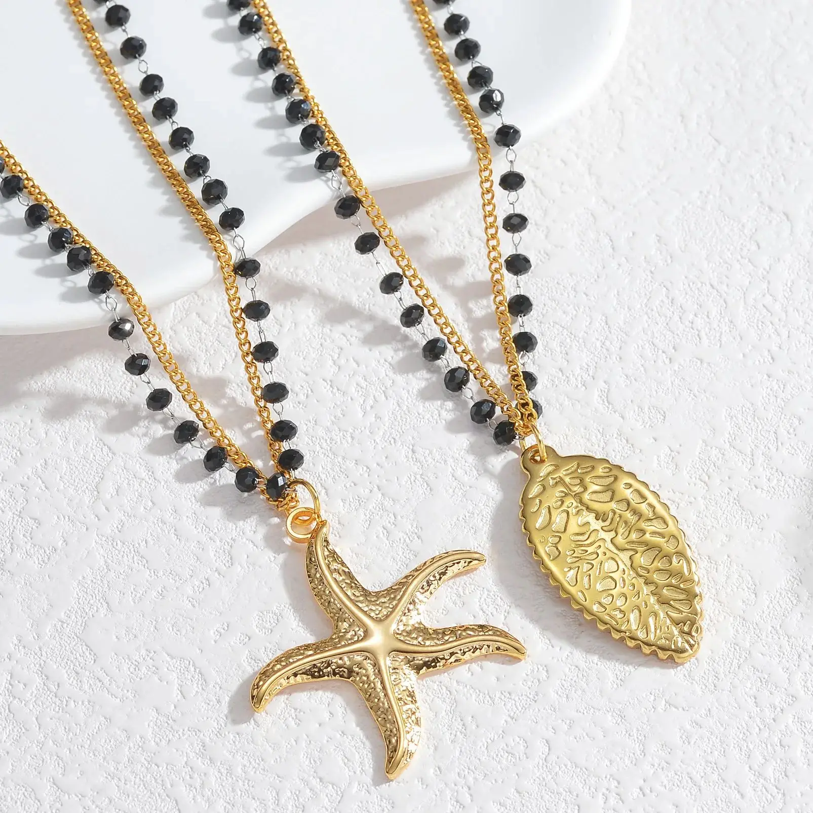 Hot Selling 18K Gold-Plated Stainless Steel Ocean Style Starfish Necklace High Quality Men\'s Women\'s Choker Jewelry Accessories