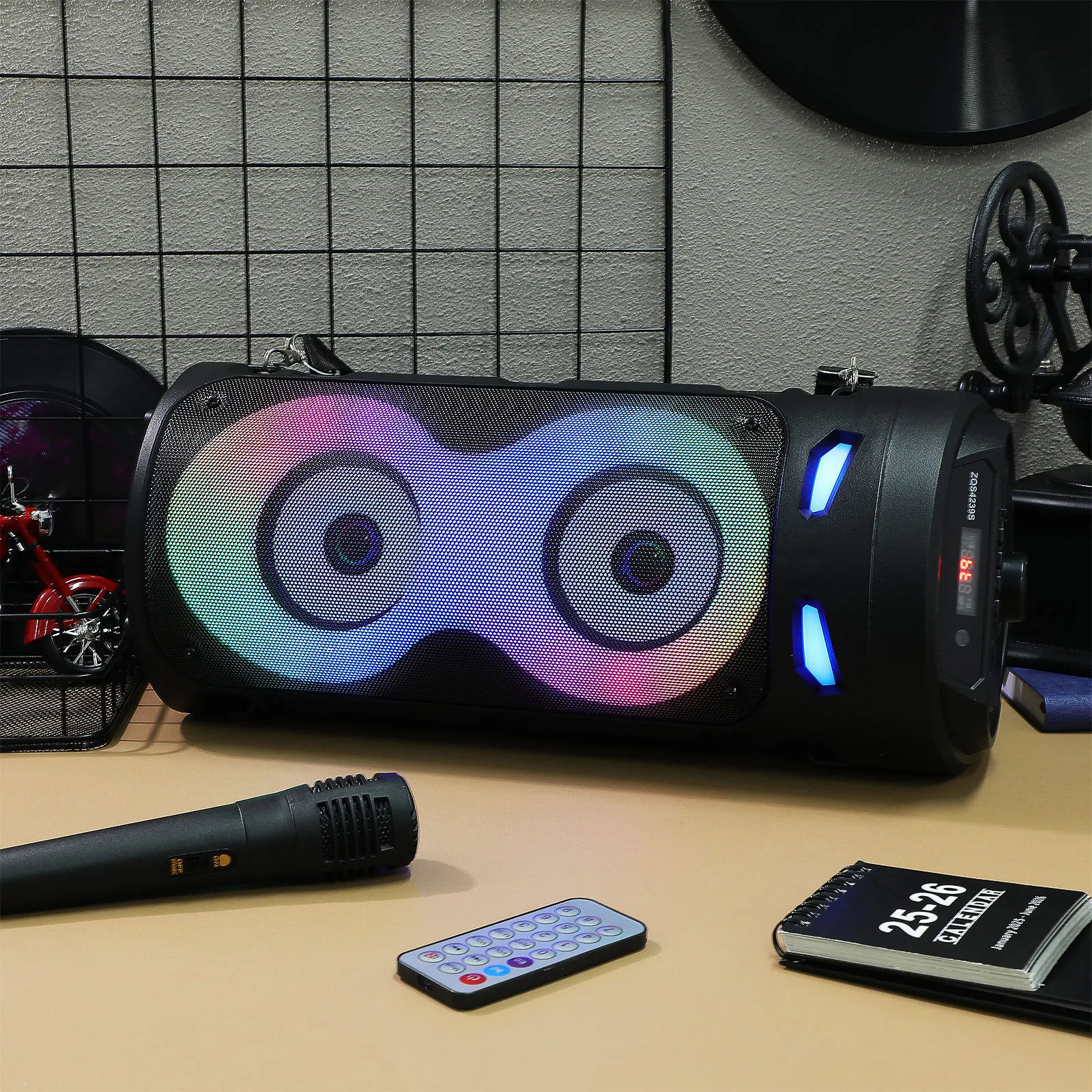 

1Set Portable Speaker Subwoofer Outdoor Pa Speaker Colorful Lights Remote Control Party Car Audio Car Subwoofer