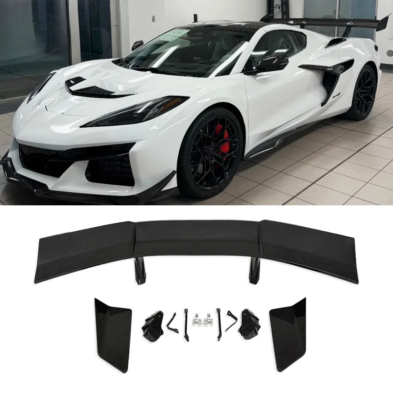High Quality Dry Carbon Fiber Rear Spoiler Tail Wing Exterior Body Kit Accessories C8 ZR1 Z51