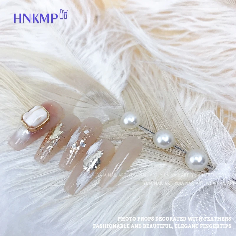 1Pc Nail Enhancement Photography Prop Decoration Feather Decoration Pearl Inlay Handheld Shooting Decoration Background Net Red