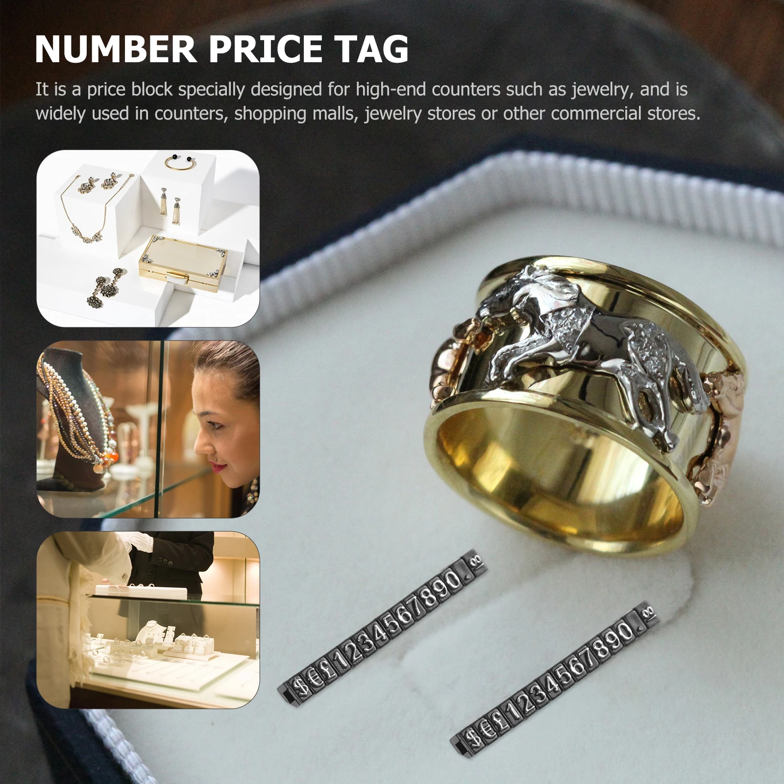 

10 Sets Price Tag Display Stands for Jewelry Retail Store Plastic Signs String Pricing Labels Smooth Surface for Cosmetics