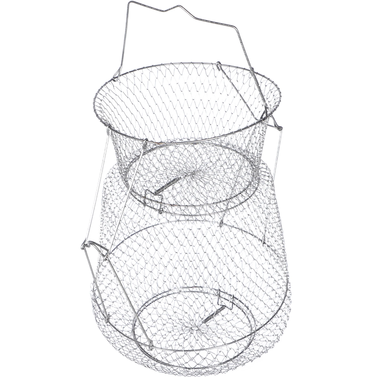 

Folding Wire Fish Guard 304 Stainless Steel Crab Net Durable Fishing Equipment Large Capacity Storage Bag Mesh Cage Portable