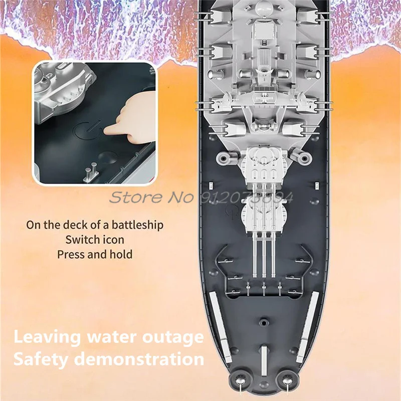 Barco de Control remoto inteligente con interruptor de agua, 1:390, 2,4G, 60CM, viaje integral, puntas de baja electricidad, barco RC, buque de guerra, juguete