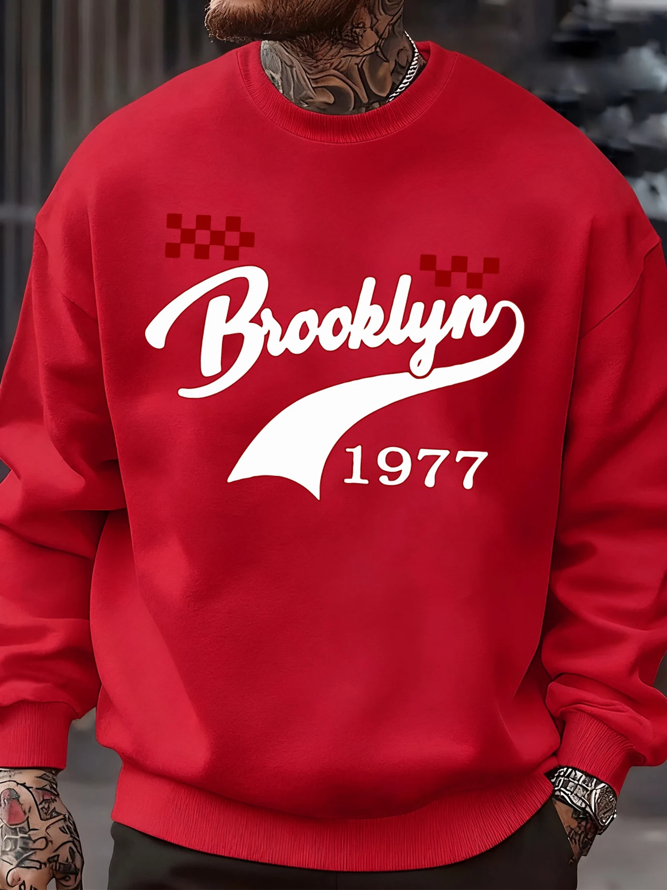 بروكلين 1977 الإبداعية طباعة الخريف الرجال بلايز الرياضة الشارع بلوزات دافئة ملابس الشارع الشهير الصوف Crewneck للجنسين البلوز