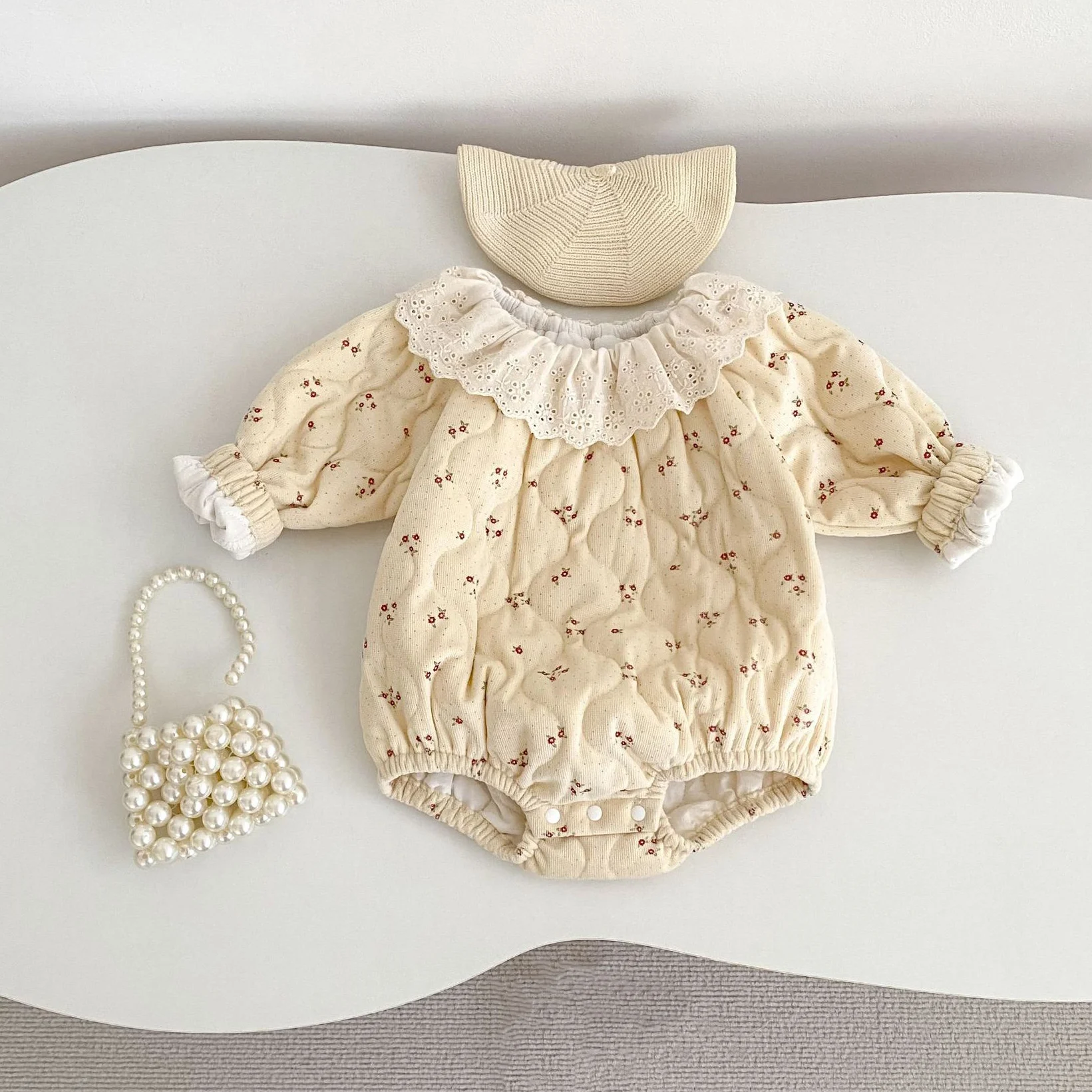 0-24M Newborn Kid Baby Girl Winter Clothes Thick Warm Baby Romper Long Sleeve Cotton Flower Jumpsuit Princess Outfit