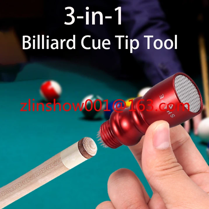 3 in 1 Including Shaping Scuffing and Aerating Billiard Snooker Pool Cue Tip Tool.