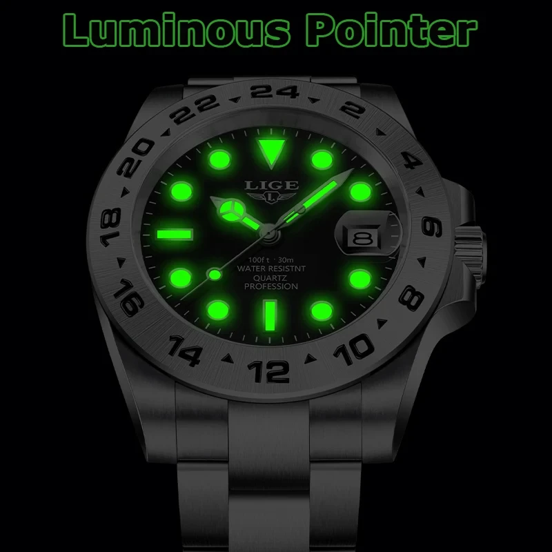 2023 New LIGE Design Top Brand orologi al quarzo sportivi da uomo in acciaio inossidabile da polso 30M cronografo impermeabile Luxury Reloj Hombre