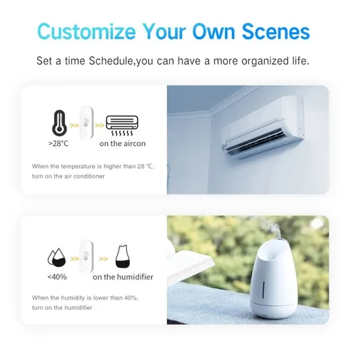 Imagen 2 del producto Ewelink ZigBee Sensor inteligente de temperatura y humedad alimentado por batería Control por aplicación termómetro higrómetro controlador para Alexa Google