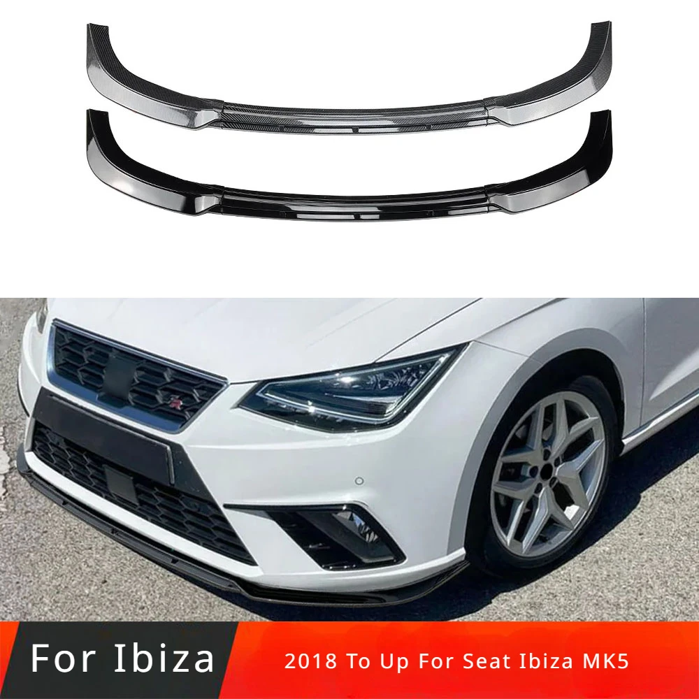 Car Front Bumper Lip Splitter Diffuser Cover Spoiler By Gloss Black Carbon Fiber ABS 2018 To Up For Seat Ibiza MK5 Standard FR