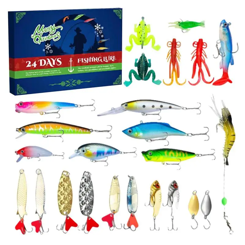 Fishing Christmas Calendar 24 Days Festive Countdown Calendar Fishing Baits Freshwater Saltwater Baits Countdown Calendar