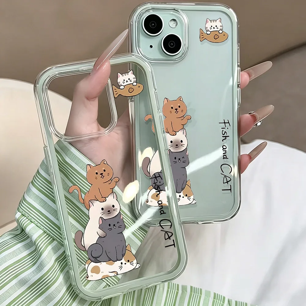 Niedliche, freundliche Katzen-Handyhülle für Samsung Galaxy S26 Ultra S25 S24 Plus s22 s23 Plus FE A57 A54 A55 A16 A35 A36 A37 5G Klare Hülle – Detail 5
