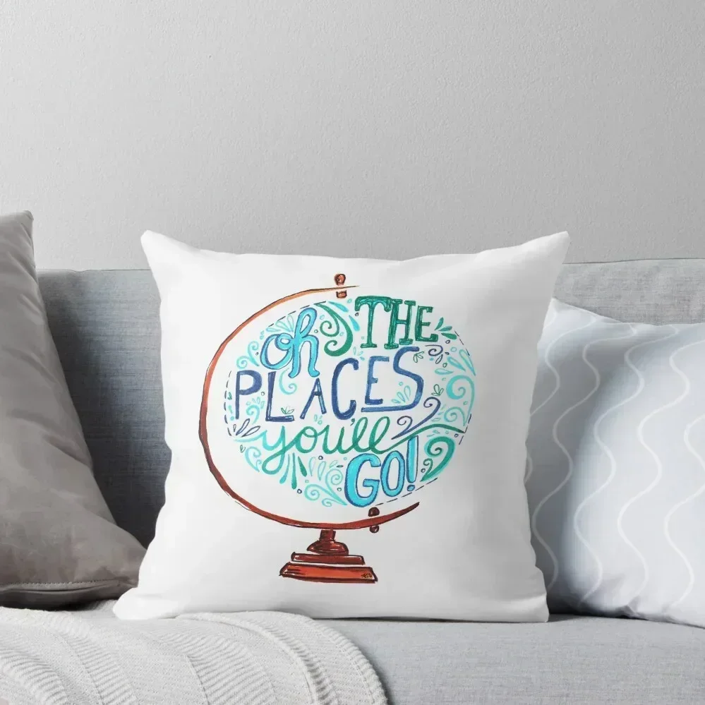 

Oh The Places You'll Go - Vintage Typography Globe Throw Pillow Cushion Covers For Living Room Pillow Case Christmas pillow