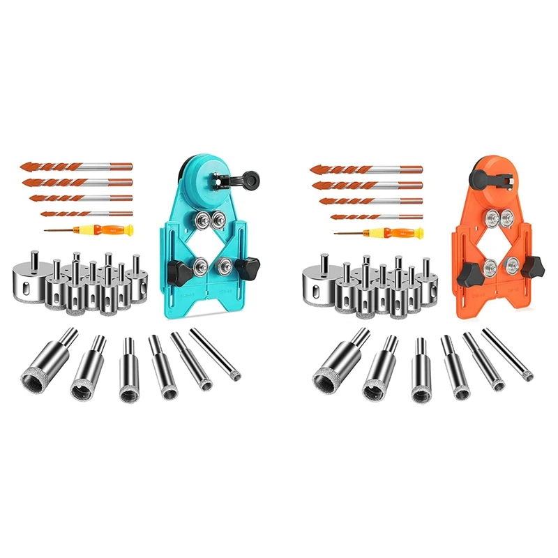 

21Pcs Diamond Hole Saw Set, Diamond Drill Bits 6-50Mm,Tile Hole Saw Set With Adjustable Hole Saw Guidance Fixture