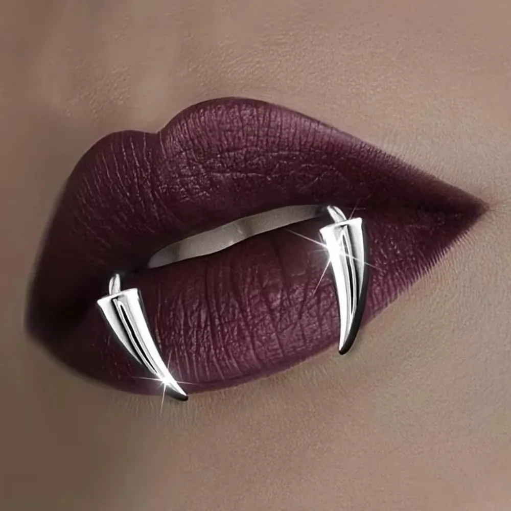 2PCS/Set Exaggerated Fake Lip Ring Non Piercing Gold Faux Piercing Jewelry Stainless Steel Silver Perforation-free Lip Cuff view 4