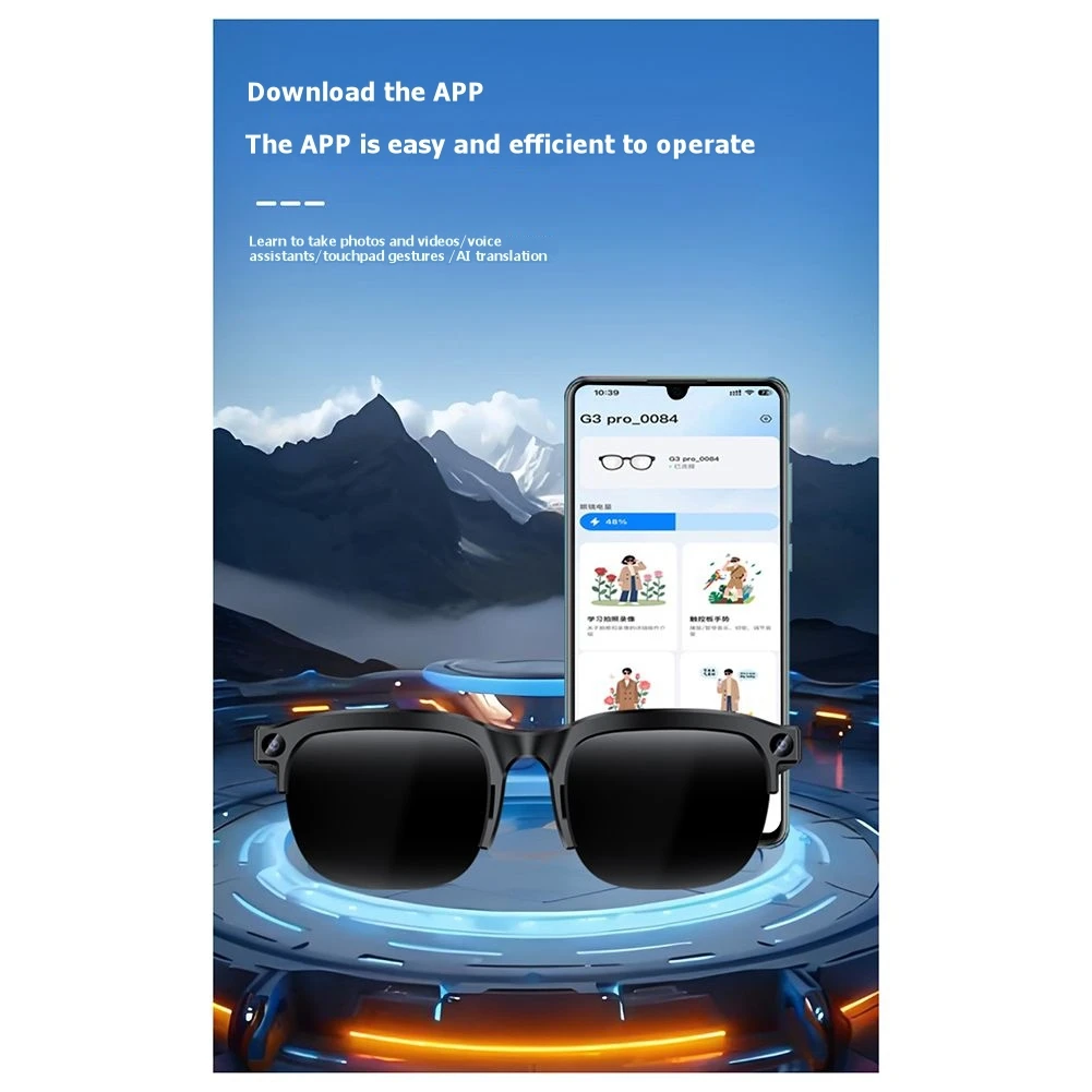 FFYY-Dual Speaker AI Smart Glasses Bluetooth Sunglasses HIFI Music AI Translation Photo Recognition For Men Women