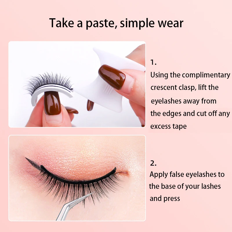 1pair Resuable Self-adhesive False Eyelashes Long Eye Lashes Extension Fluffy Eyelash Strip Makeup Tools (no need glue)