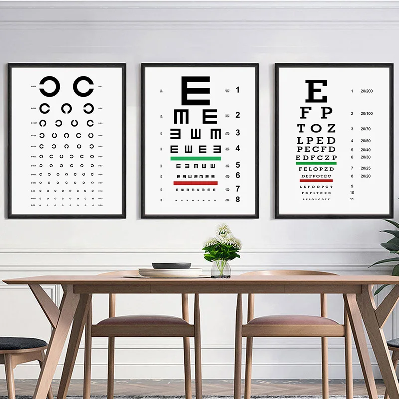 Eye Visual Acuity Test Snellen Chart Print Canvas Painting Wall Art Pictures for Children Youth Living Room Self Test Home Decor