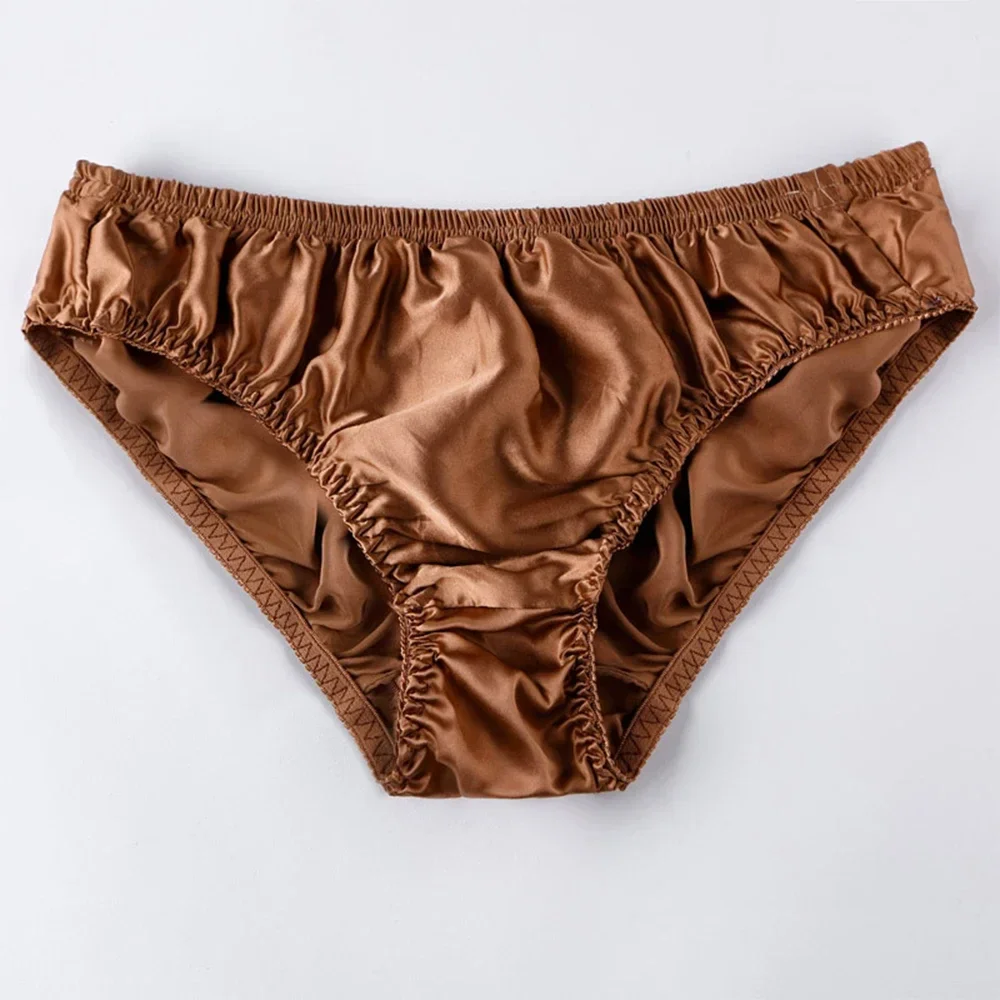 

Underpants Underwear Jumpsuit Fashionable and Comfortable Men's Solid Color Silk Triangle Brief Underpants (L 2XL)