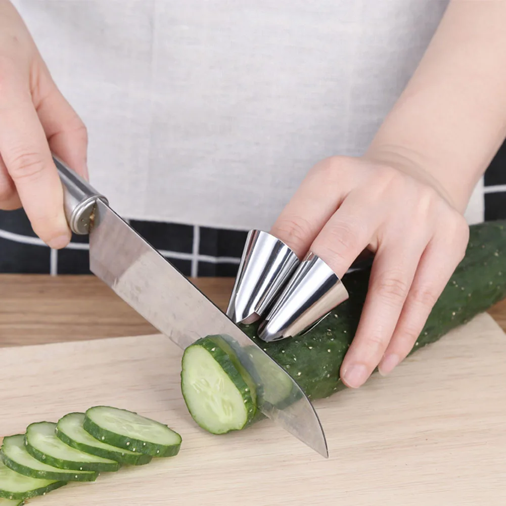 Protector de mano para dedo de acero inoxidable, Protector de dedo anticorte, cortador de verduras de seguridad, herramienta protectora de mano, accesorios de cocina, 4 Uds.