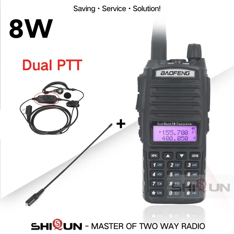 Principal! UV-82 8w 10km modos de alta/médio/baixa tri-potência duplo ptt walkie talkie portátil vhf/uhf rádio em dois sentidos presunto 8w presunto uv82 uv 82