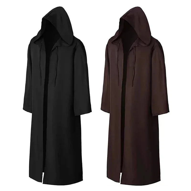 

Halloween Aldult Jedi Cosplay Costume Cloak Hooded Black Brown Cloak Masquerade Party Cosplay Costume Cape