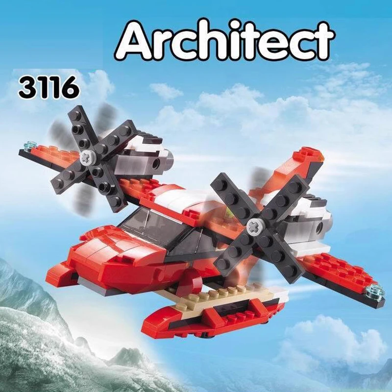 374 Uds. Serie creativa 3 en 1 bloques de construcción de automóviles de potencia rugiente dinosaurio avión Dino ladrillos juguetes para niños regalos