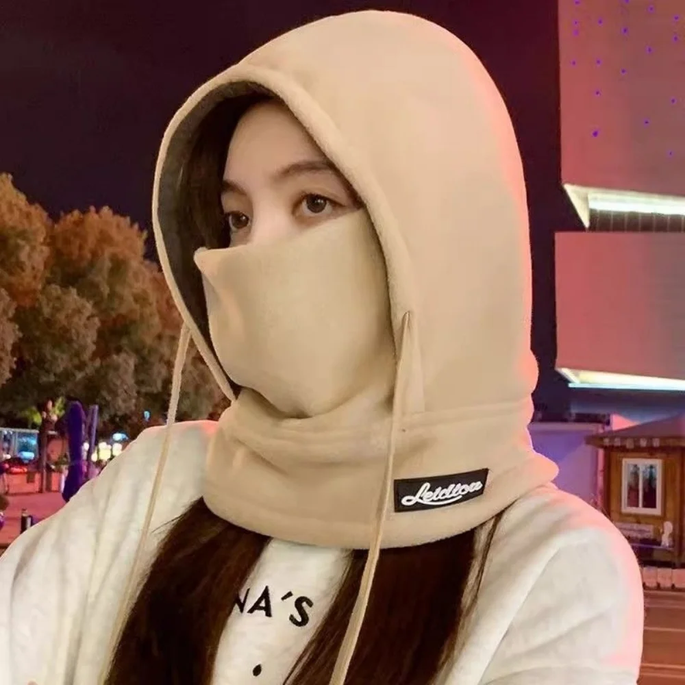 Warm Face Mask Beanie Comfortable 3-In-1 Fleece Hood Winter Beanie Set Fleece Outdoor Windproof Hat For Biking Winter Sports