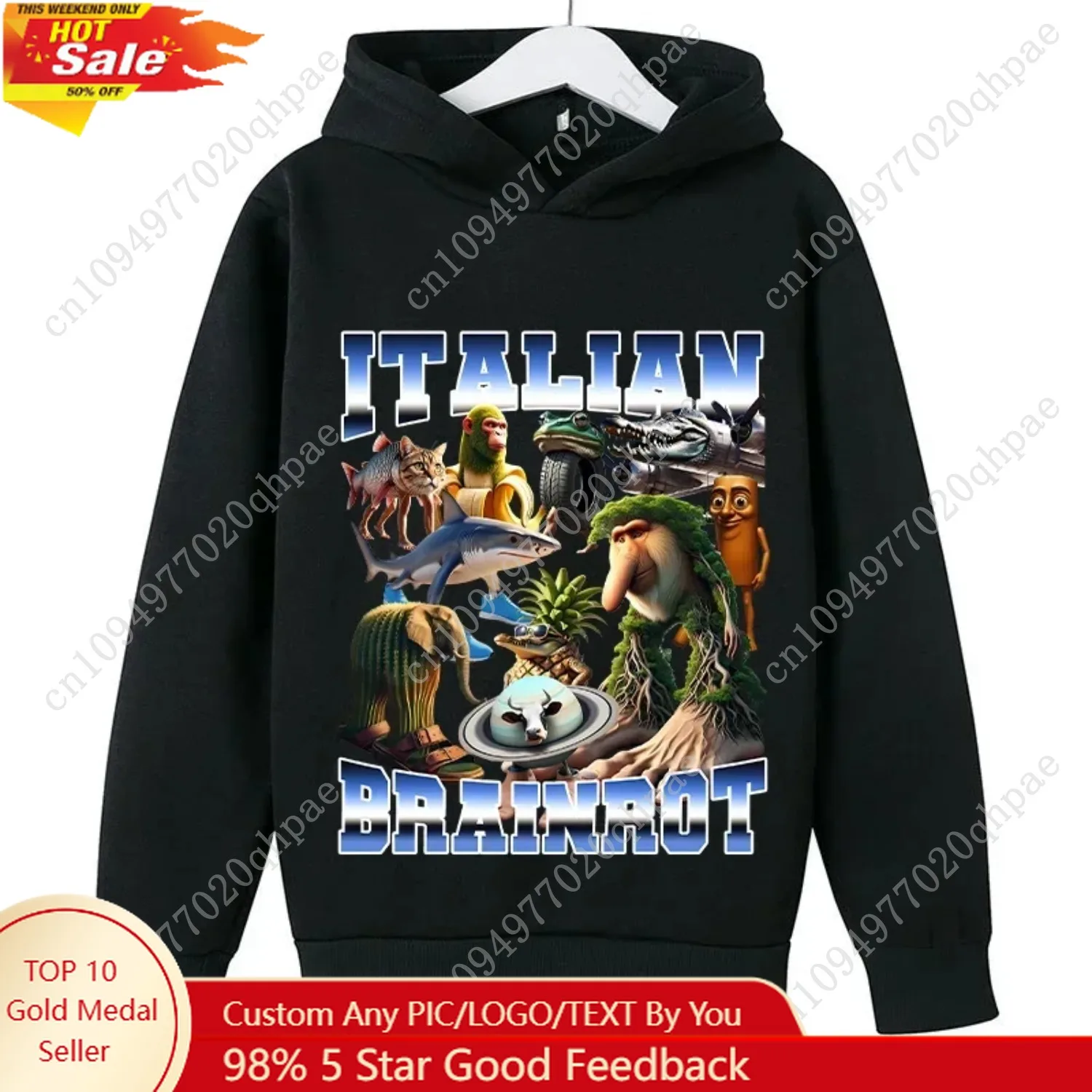 

Italian Brainrot Animals Print Children Hoodie Tung TungTung Sahur Long Sleeve Tops Funny Kid Sweatshirts Cute Boy Girl Clothing