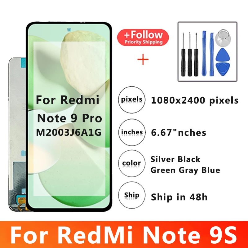 

6.67" Mobile Phone Lcd For Xiaomi Redmi Note 9S Lcd Display With Touch Panel Screen Digitizer For Xiaomi Redmi Note 9 Pro