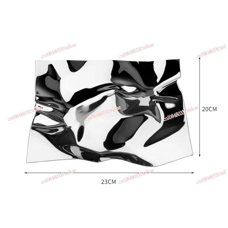 

European-Style Creative Irregular Fruit Tray Stainless Steel Wave-Patterned Fruit Plate for Living Room Coffee Table Decoration