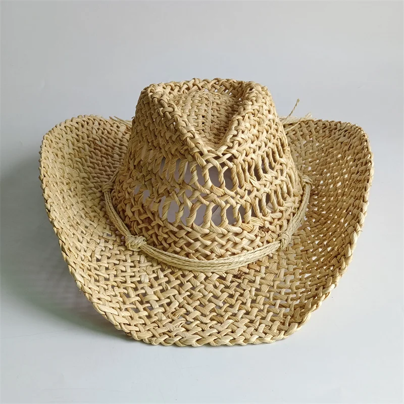 Sombrero Straw Hat Corn Skin Material Western Cowboy Hat Spring Summer Panama Sun Hat Elegant Cowboy Jazz Hat Sombrero Hombrero