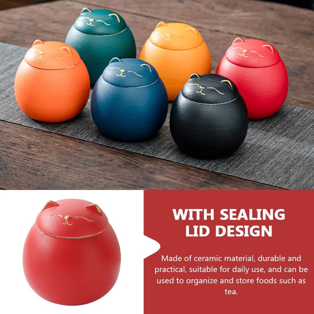 

Ceramic Tea Holder Storage Jar Sealed Lid Food Storage Canister for Tea Leaf Fresh Keeping Portable Kitchen Organizer