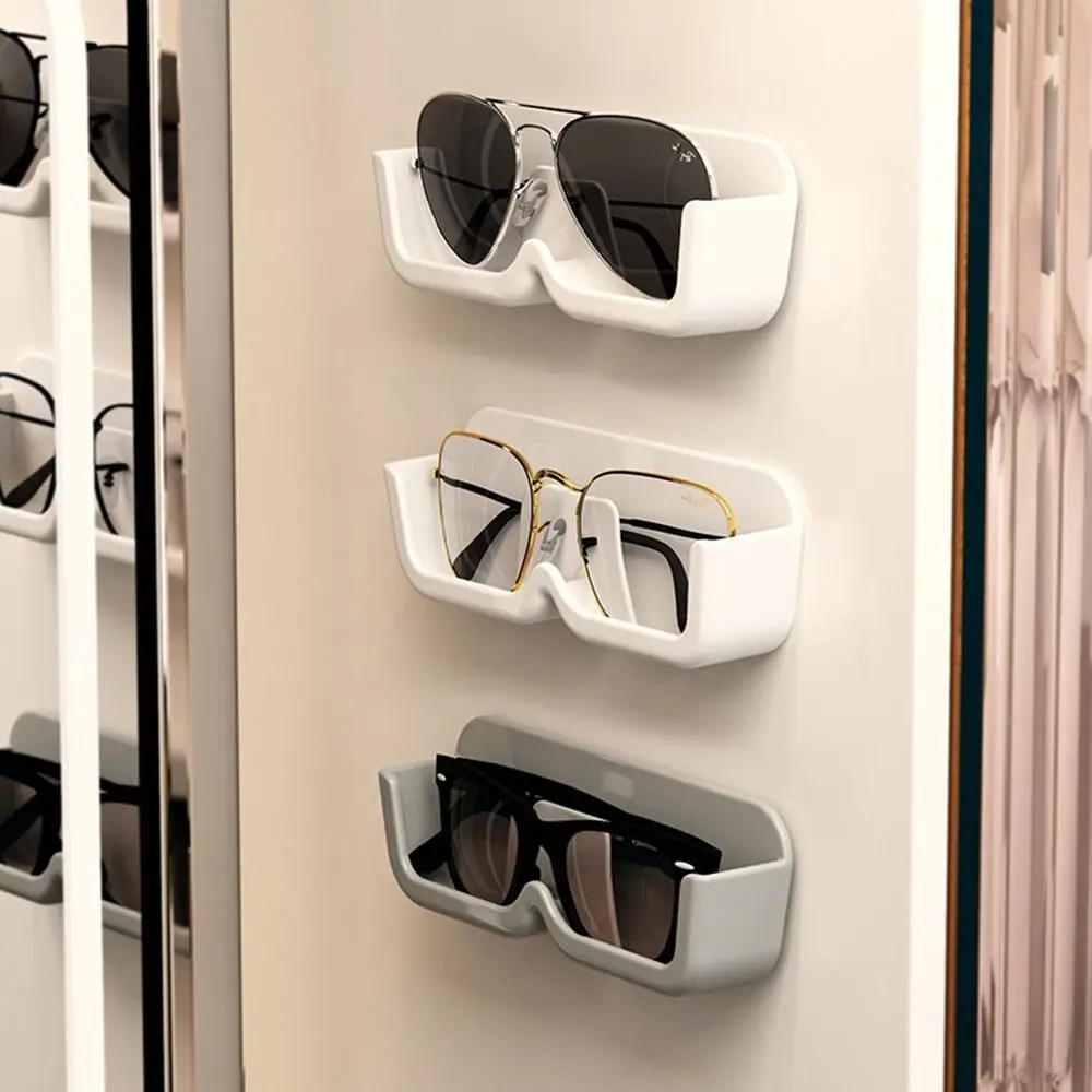 

Plastic Glasses Storage Box Punch-free Wall Mounted Sunglasses Storage Holder Space Saving Self-adhesive
