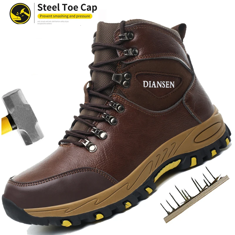 

Водонепроницаемые мужские рабочие ботинки со стальным носком, нескользящая защитная обувь, противоударная, противопрокольная, защитная, износостойкая обувь
