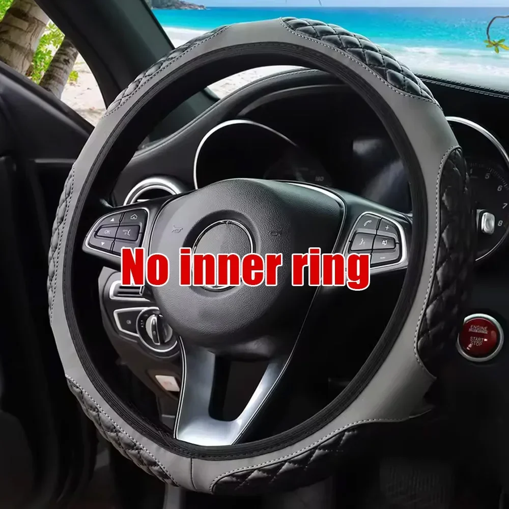 

Auto Steering Wheel Artificial Leather No Inner Ring Non-Slip Cover Steering Decoration Cover Fits 14.5-15 Inch Car Accessories