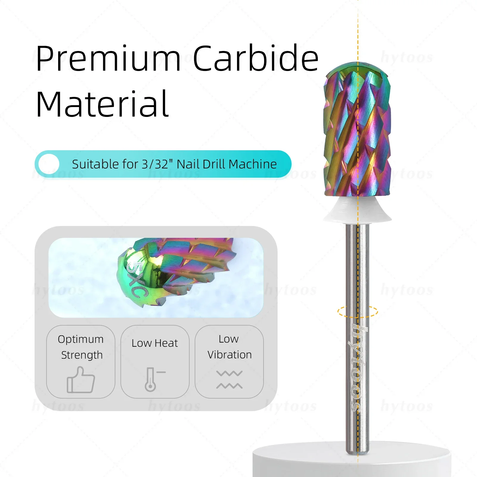 HYTOOS Sicurezza 5XC Punte da trapano per unghie in metallo duro Rivestimento TaC Punta a canna superiore liscia per rimozione gel spesso e acrilico Strumenti per manicure professionali