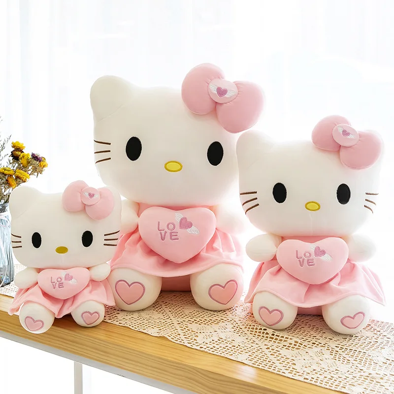 Sanurgente-Jouets en peluche chat KT pour filles, oreiller en peluche doux, dessin animé mignon, beurre rose, Kawaii Anime, cadeau d'anniversaire, 25cm