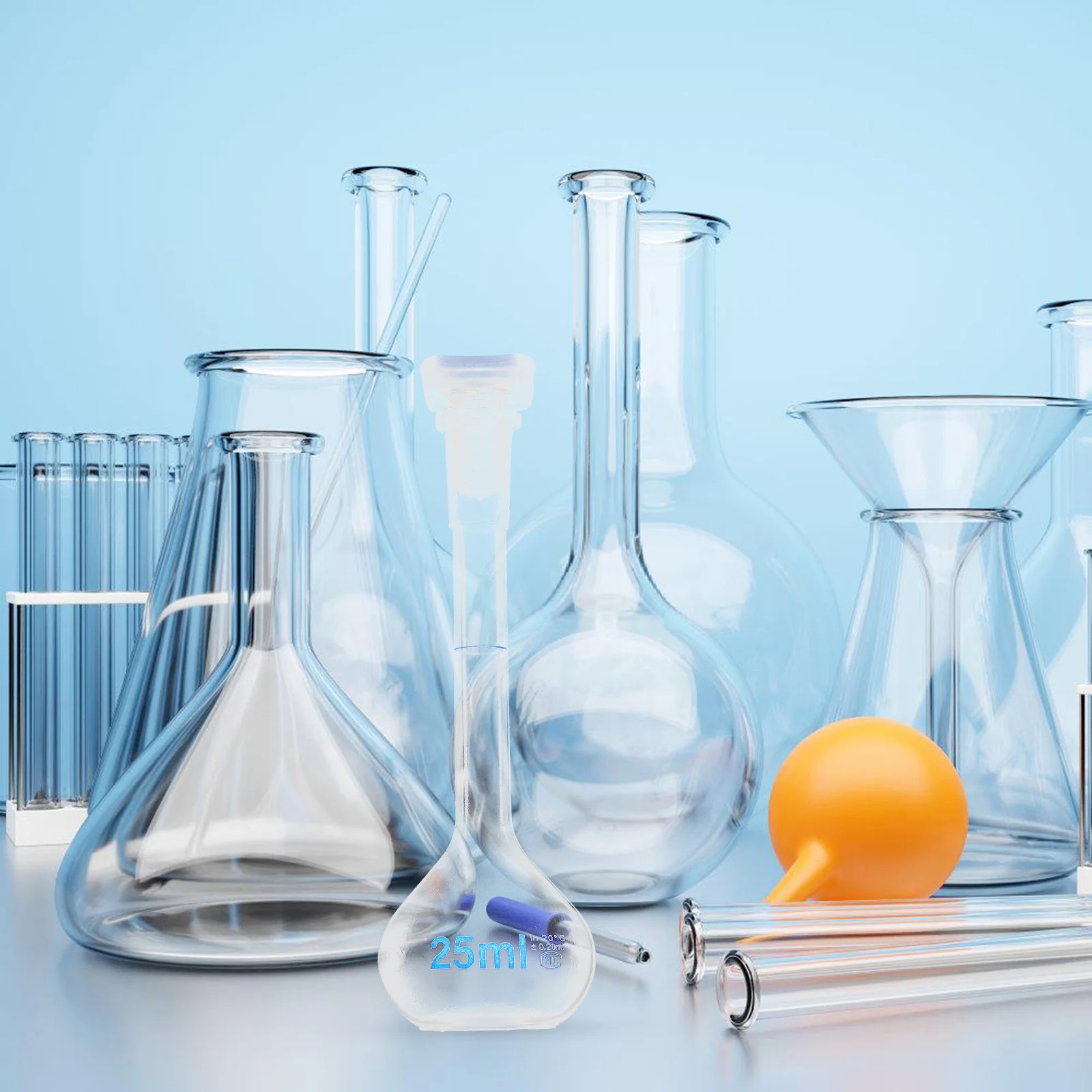 Transparent Plastic Volumetric Flask 25ml Science Reagent Bottle for Chemical Analysis Biology Experiments Lab Equipment