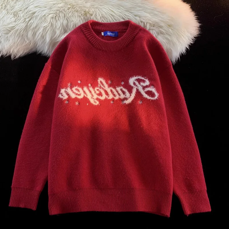 سترة محبوكة كبيرة الحجم لشجرة عيد الميلاد للرجال بلوفر شتوي للخريف